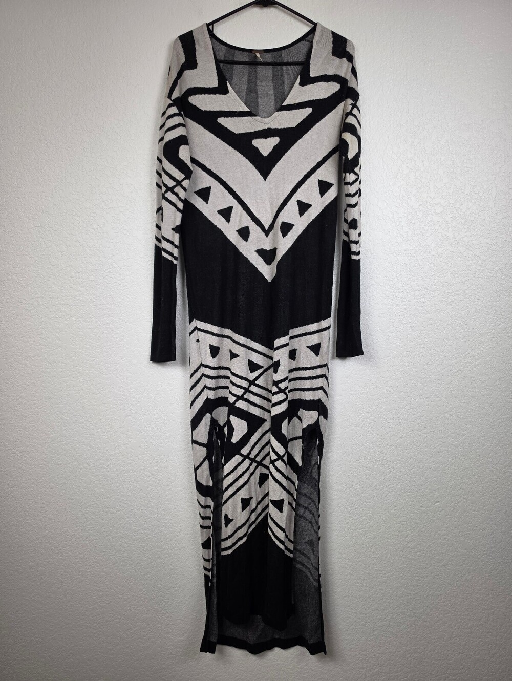 Free People Black and White Geometric Maxi Dress M